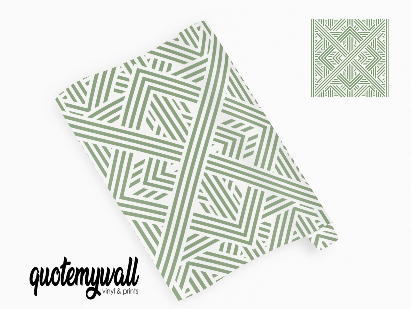 Art Deco Green Stripe Pattern Self Adhesive Vinyl
