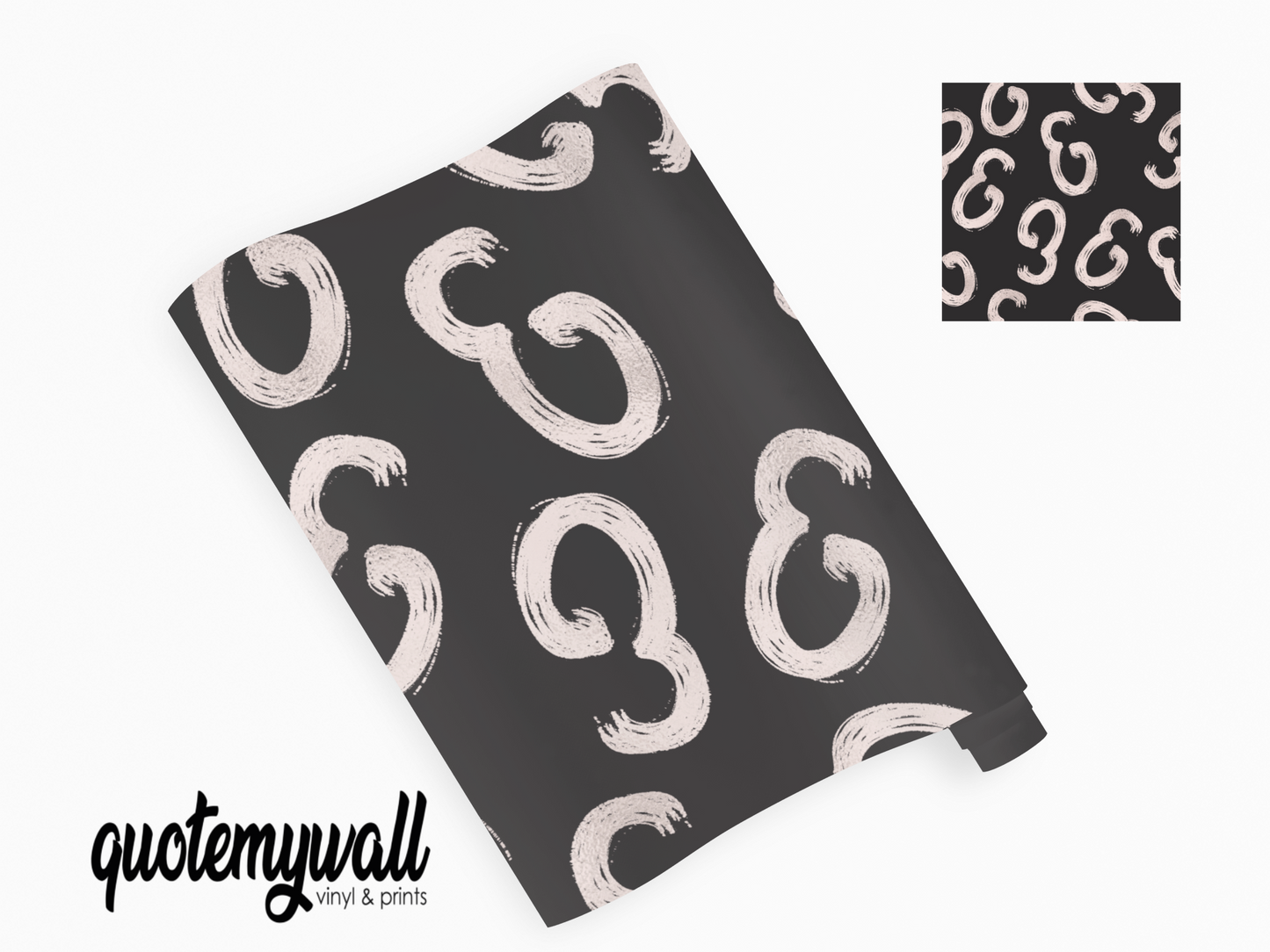 Black & Cream Doodle Ampersand Symbol Self Adhesive Vinyl