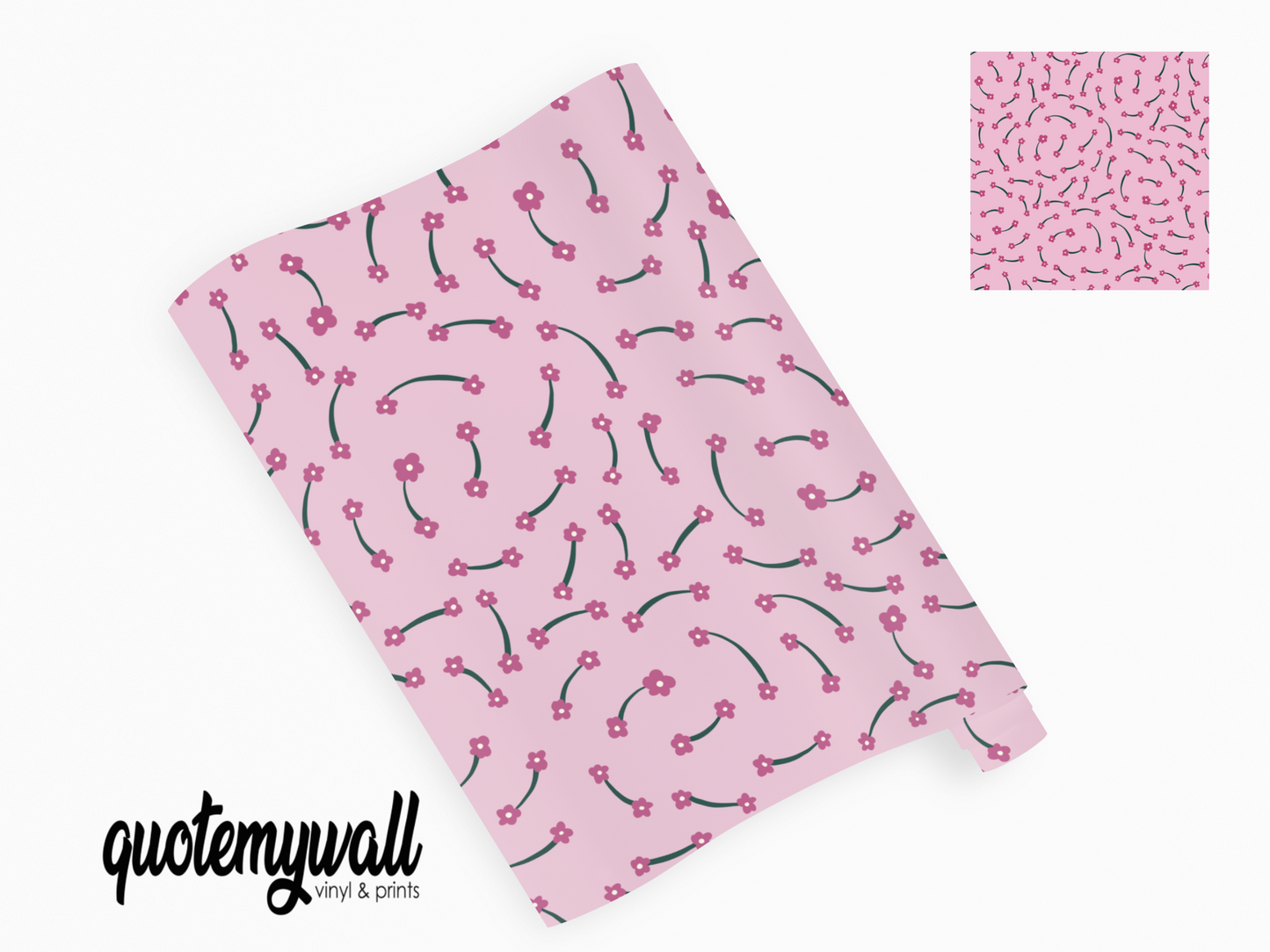 Berry Pink Micro Flower Wisps Self Adhesive Vinyl