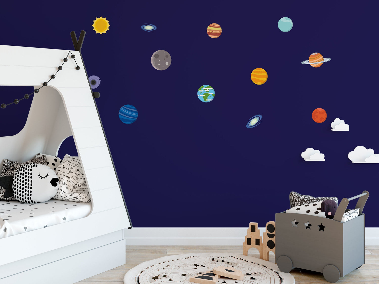 space and planets wall stickers for kids rooms and nursery rooms