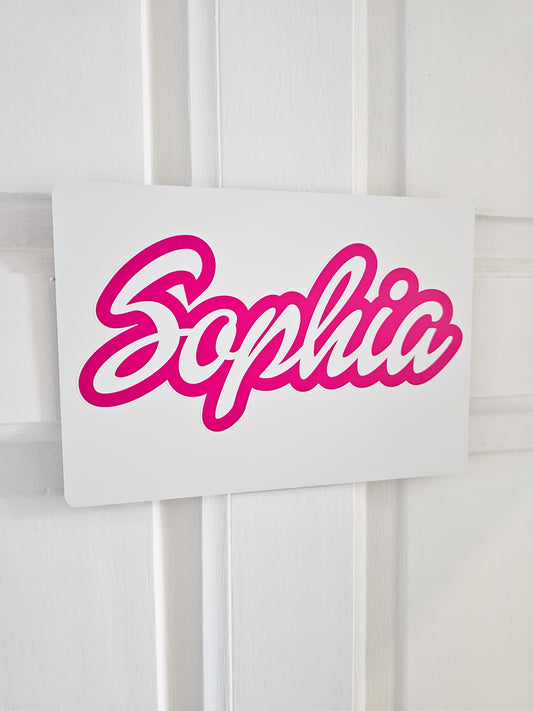 Personalised Pink Name Door Sign A5