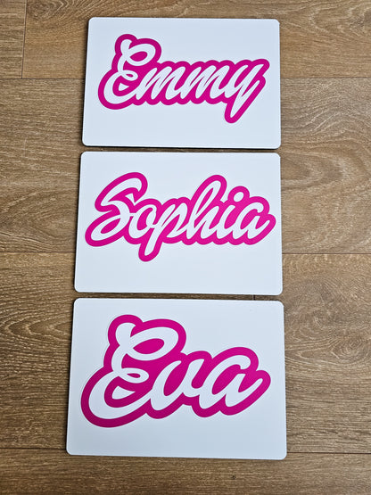 Personalised Pink Name Door Sign A5