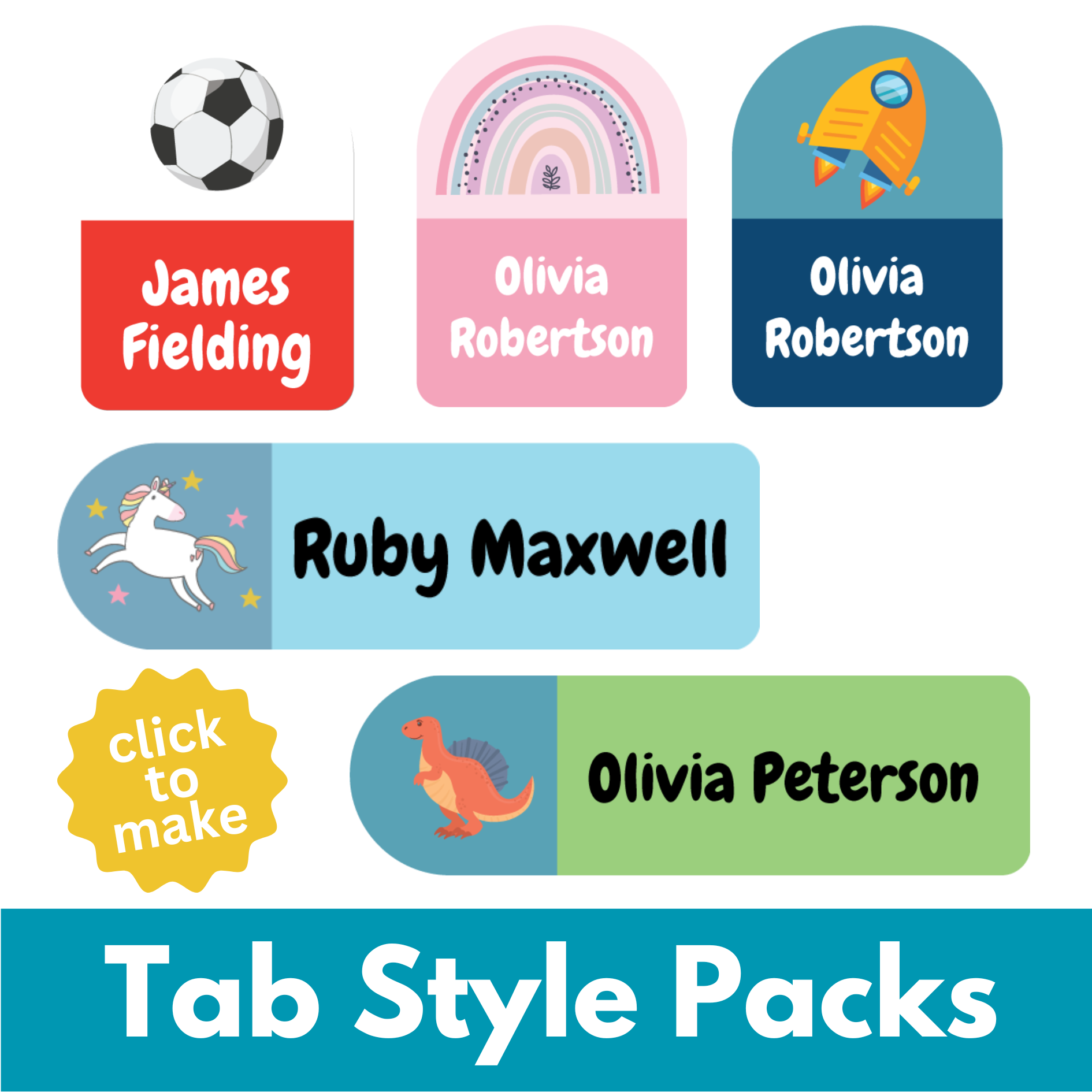 tab style clothes name label tags