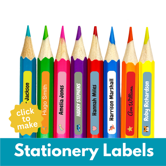stick on name labels for pencils pens pencil case personalised stickers for school