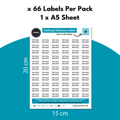 66 Washable Stick-On Clothing Labels No Iron  Clothes Labels