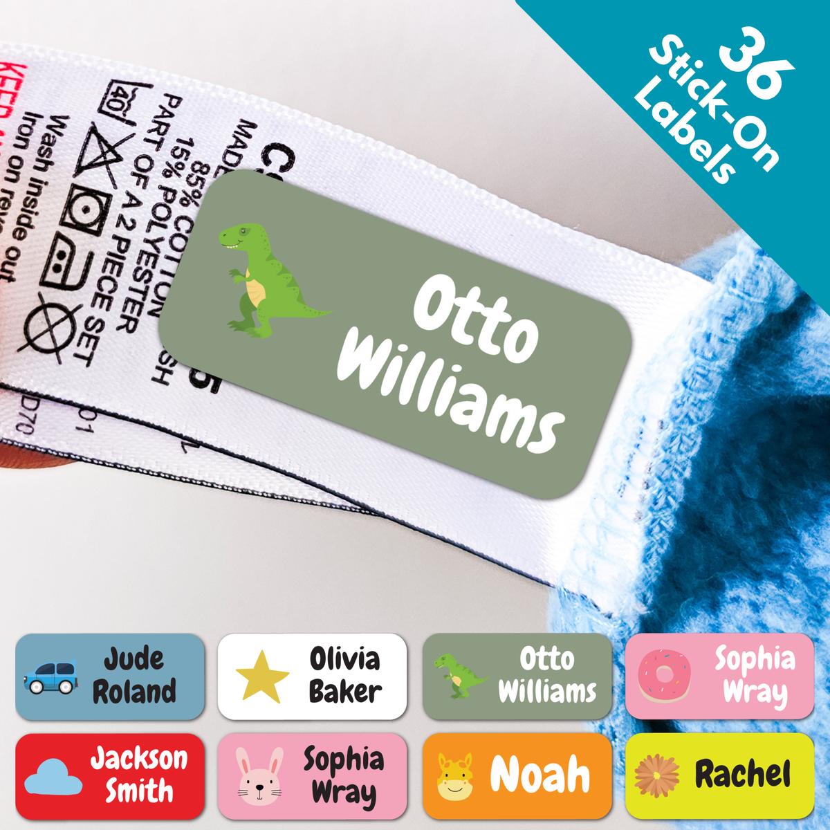 36 Stick On Clothing Labels For Kids School Clothes & Stationery  Clothes Labels