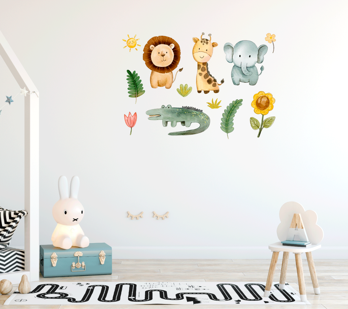 Cute Safari Wall Sticker For Kids Rooms & Nursery Room Decal