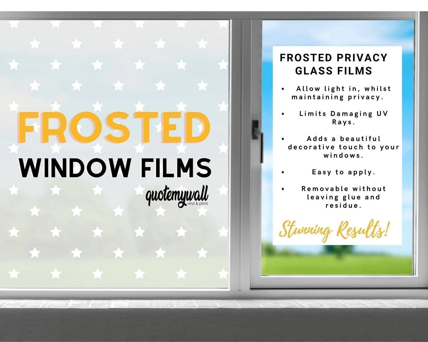Christmas Church Moon Stars & Trees White Window Sticker Decoration Film Decal