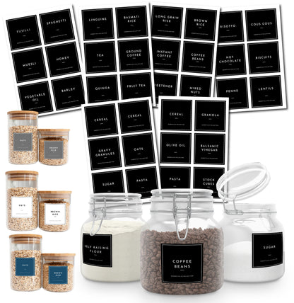 Pantry Kitchen Label Stickers For Jars Containers Drawers - Home Stick On Self Adhesive Labels For Kitchen Foods Cereal Tea Coffee Sugar