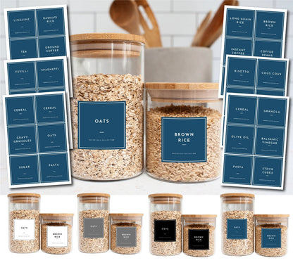 Pantry Kitchen Label Stickers For Jars Containers Drawers - Home Stick On Self Adhesive Labels For Kitchen Foods Cereal Tea Coffee Sugar
