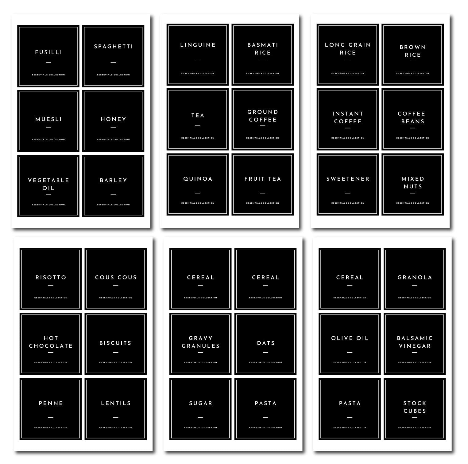 Kitchen Pantry Stickers Labels For Food - Essential Collection