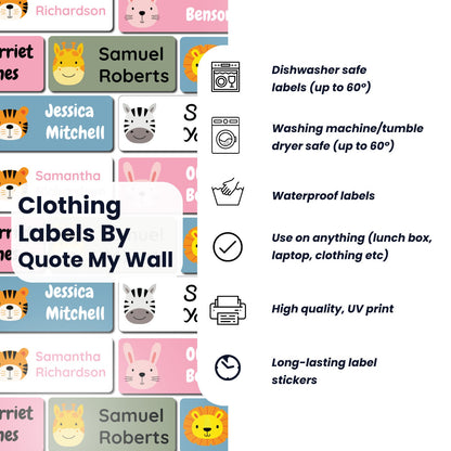 20 x Car & Truck Clothing Clothes Name Stickers For Kids School Uniform, Books, Stationery Bottles