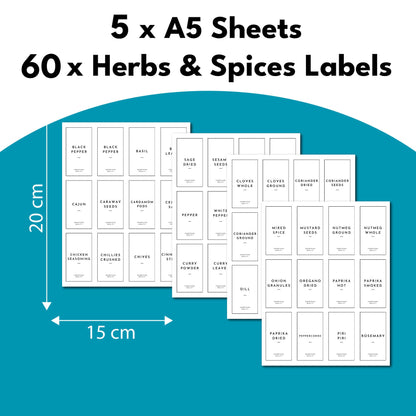 Kitchen Herbs And Spices Jar Containers Label Stickers Lid Labels