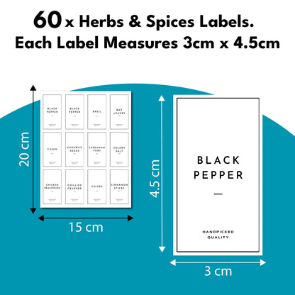 Kitchen Herbs And Spices Jar Containers Label Stickers Lid Labels