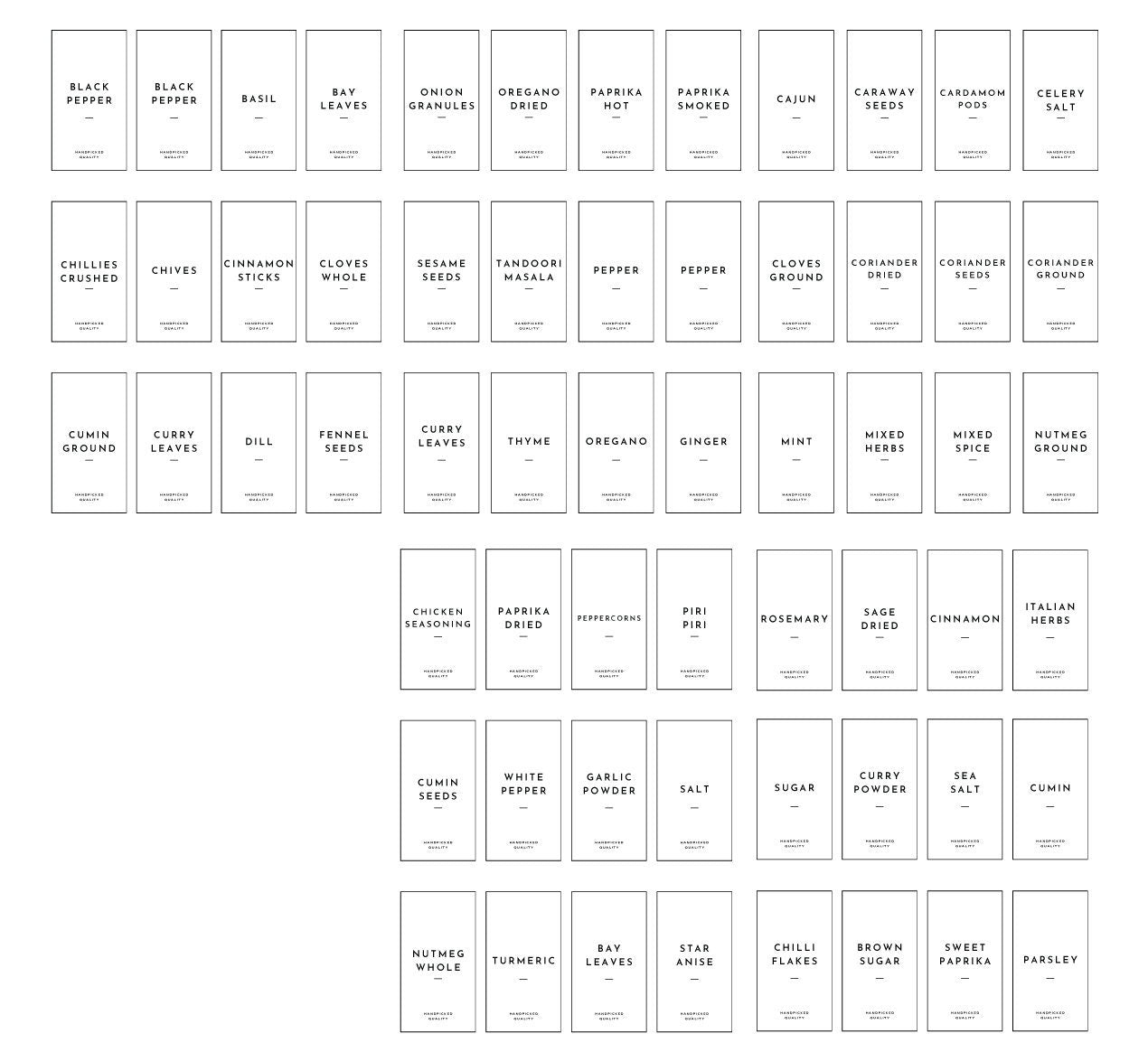 Kitchen Herbs And Spices Jar Containers Label Stickers Lid Labels