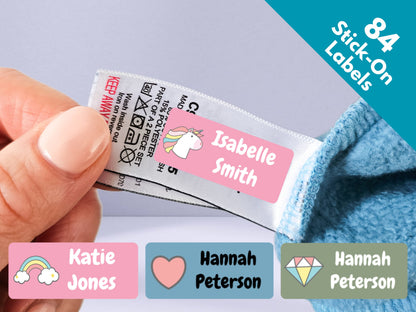 84 Unicorn Stick On Clothing Labels For Kids School Unicorn Clothes No-Iron Children Name Labels