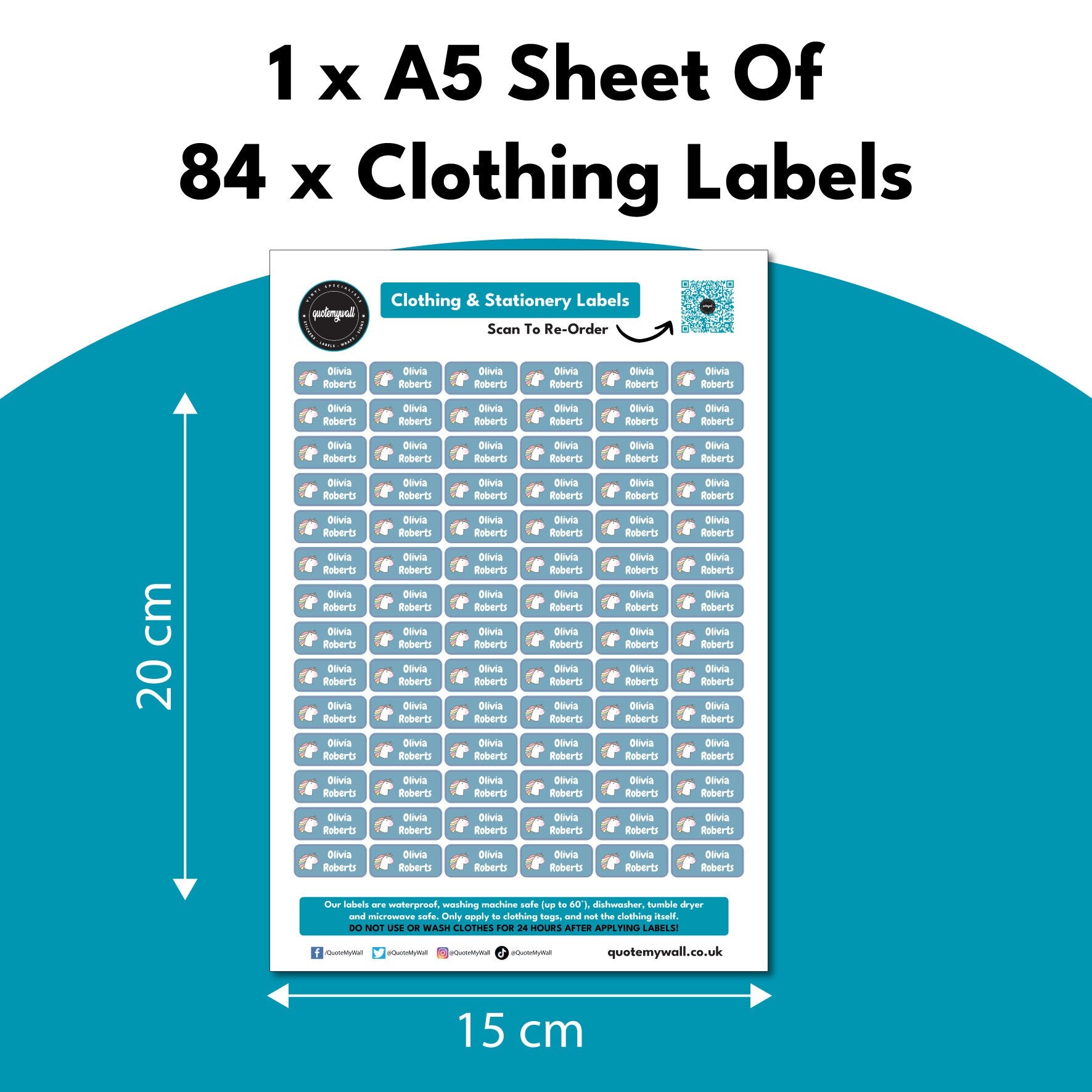 84 Unicorn Stick On Clothing Labels For Kids School Unicorn Clothes No-Iron Children Name Labels