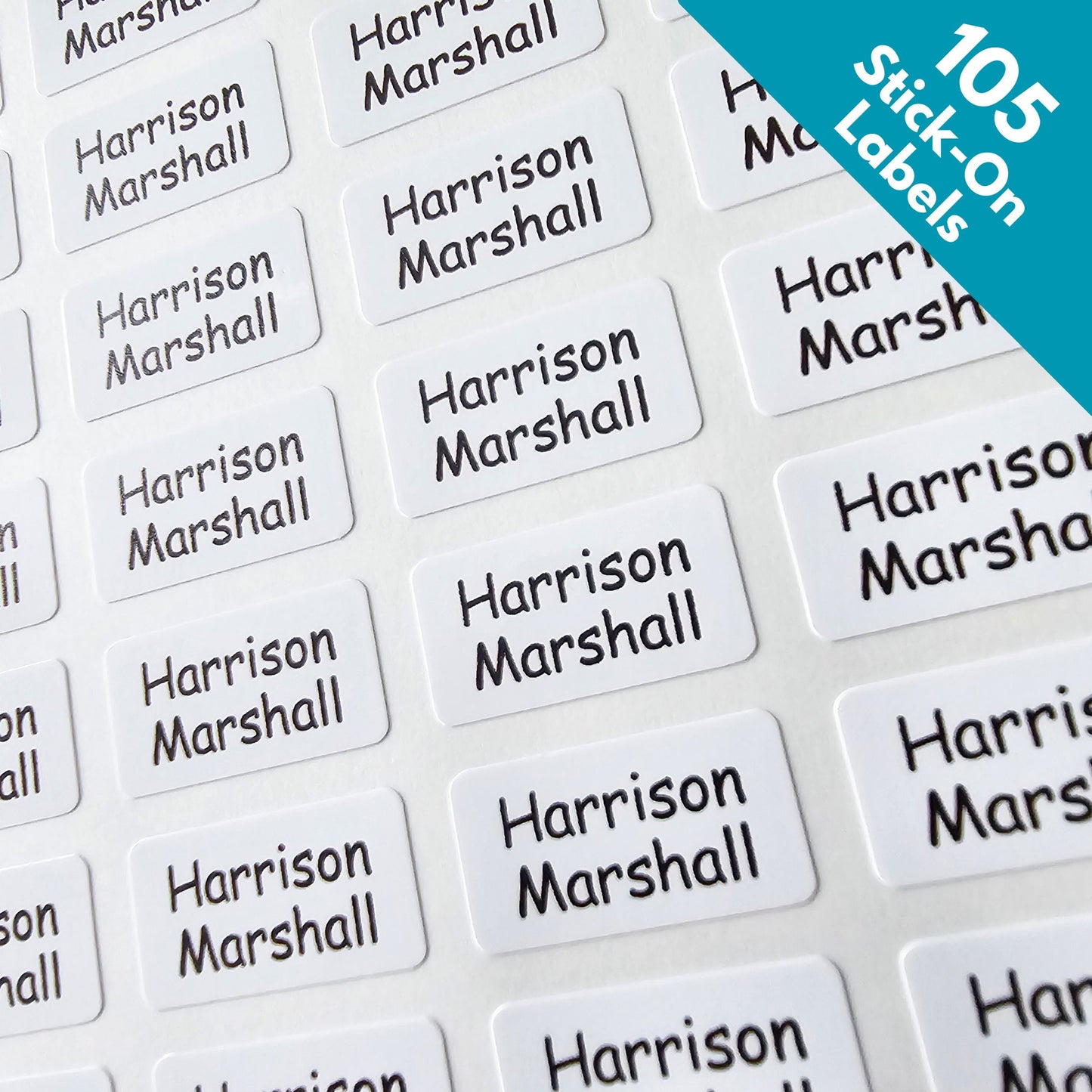 105 x Clothing Labels No-Iron Stick On, Washable Clothes Stickers For Kids Children's Uniform, Care Home Labels