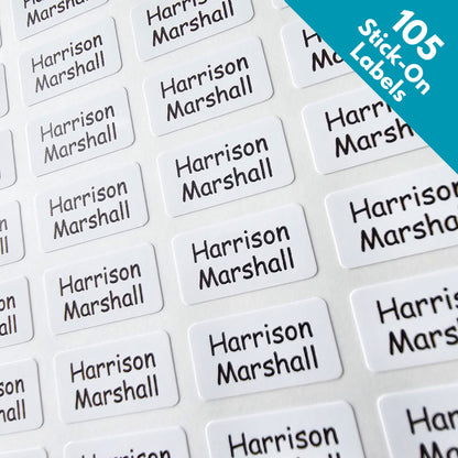 105 x Clothing Labels No-Iron Stick On, Washable Clothes Stickers For Kids Children's Uniform, Care Home Labels