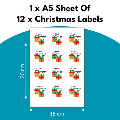 Personalised Christmas To & From Present Label Stickers Gift Tags For Xmas Gifts Custom Name