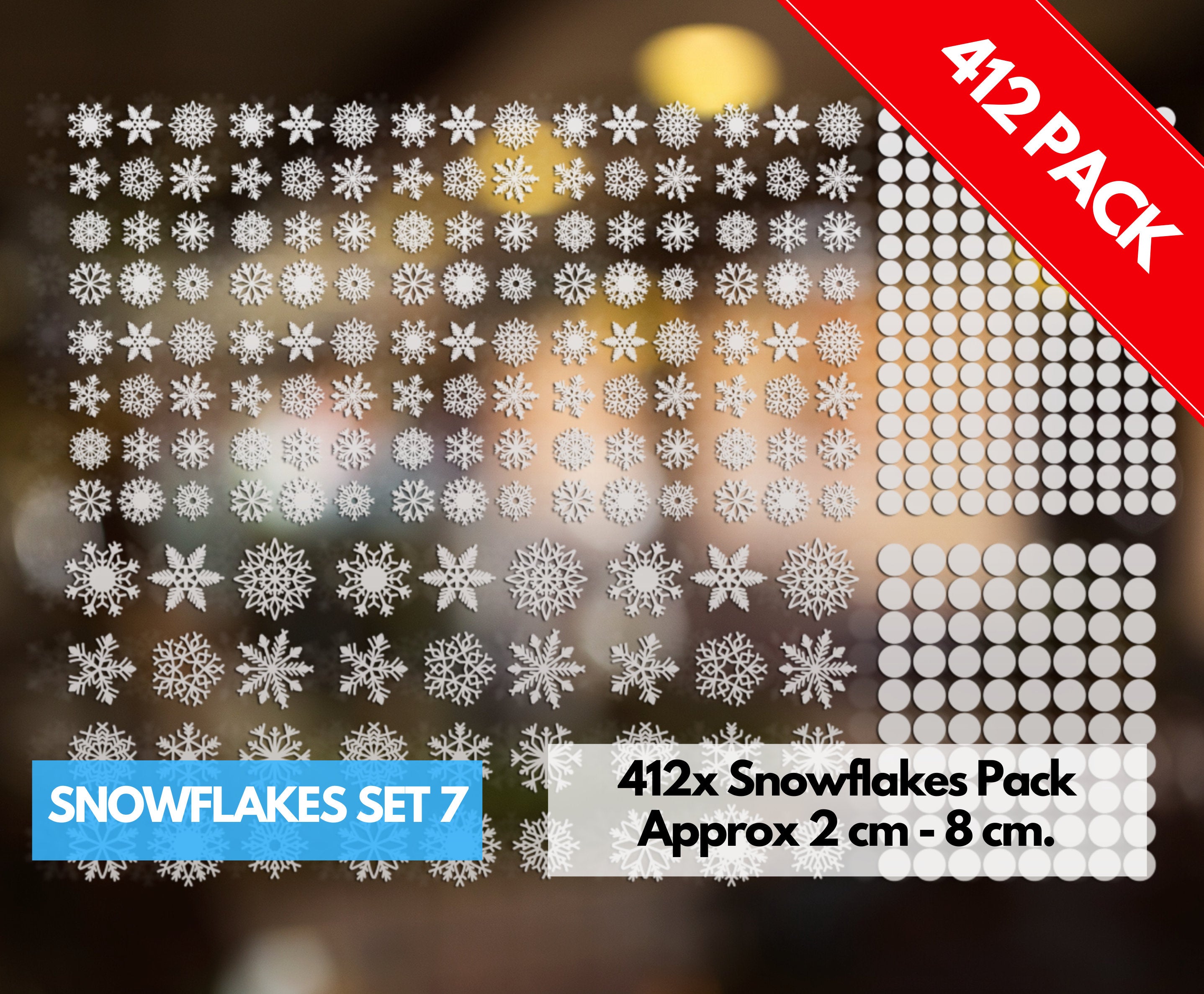 Mega Snowflake Window Stickers 412 Pack - Christmas Window Sticker Dec