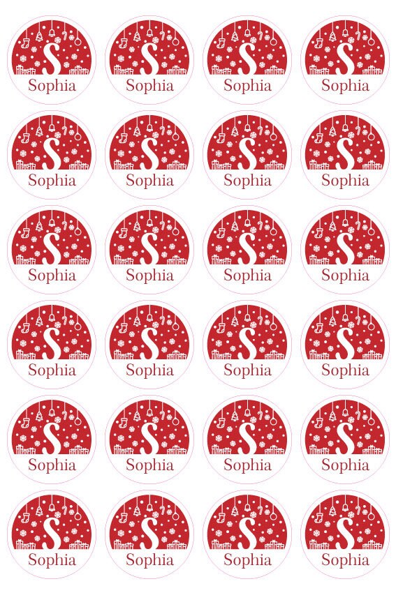 Christmas Personalised Initial Name Present Sticker For Gifts Children's Family Kids Present Tags