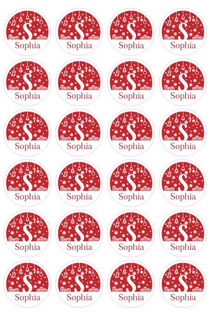Christmas Personalised Initial Name Present Sticker For Gifts Children's Family Kids Present Tags