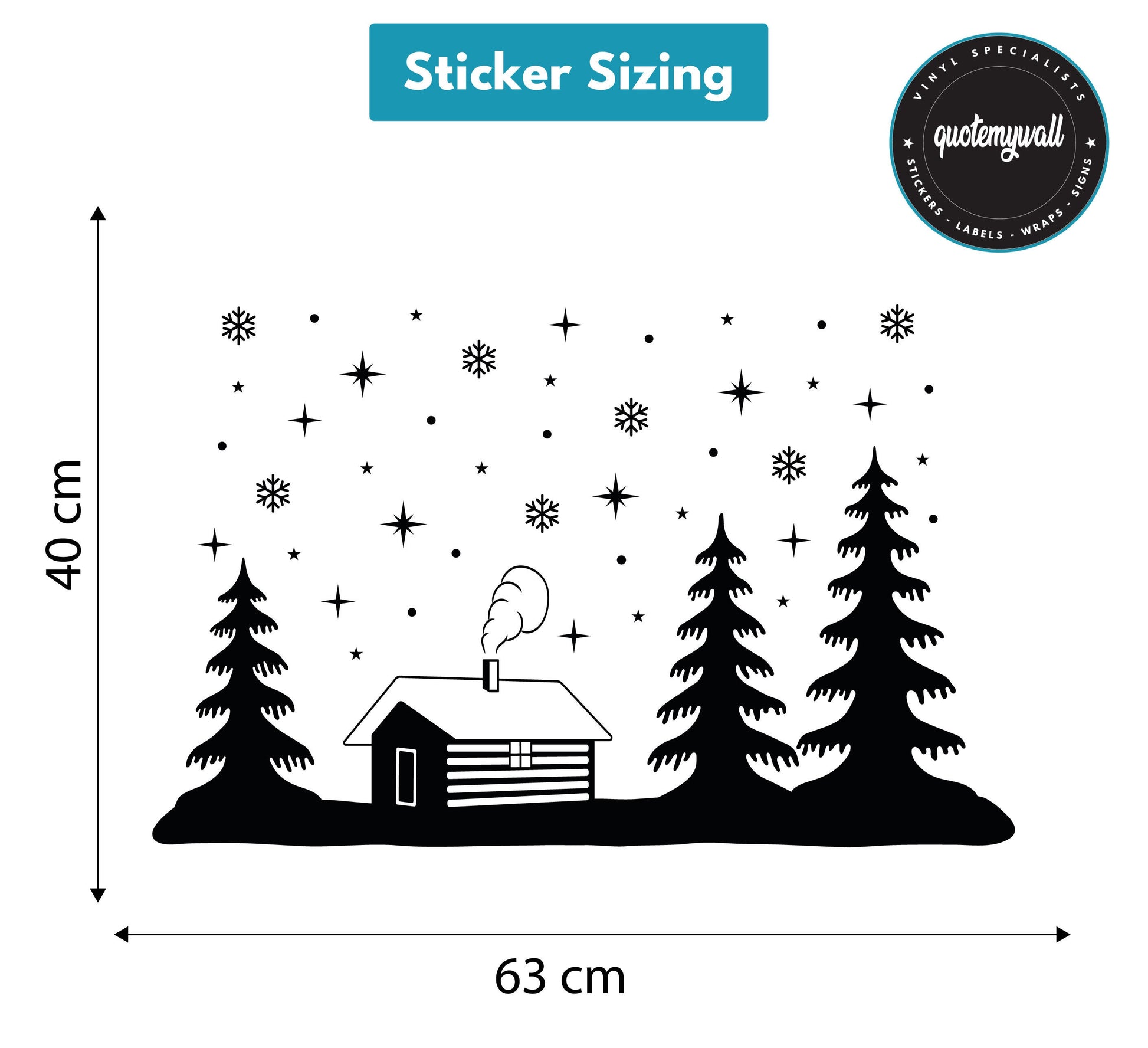 Christmas Village With Trees Snowflakes Window Frosted Film Stickers Decoration