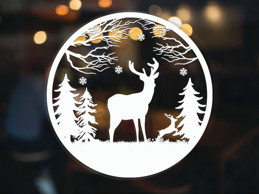 Christmas Window Sticker Reindeer Trees & Snowflakes Xmas Window Decoration Removable