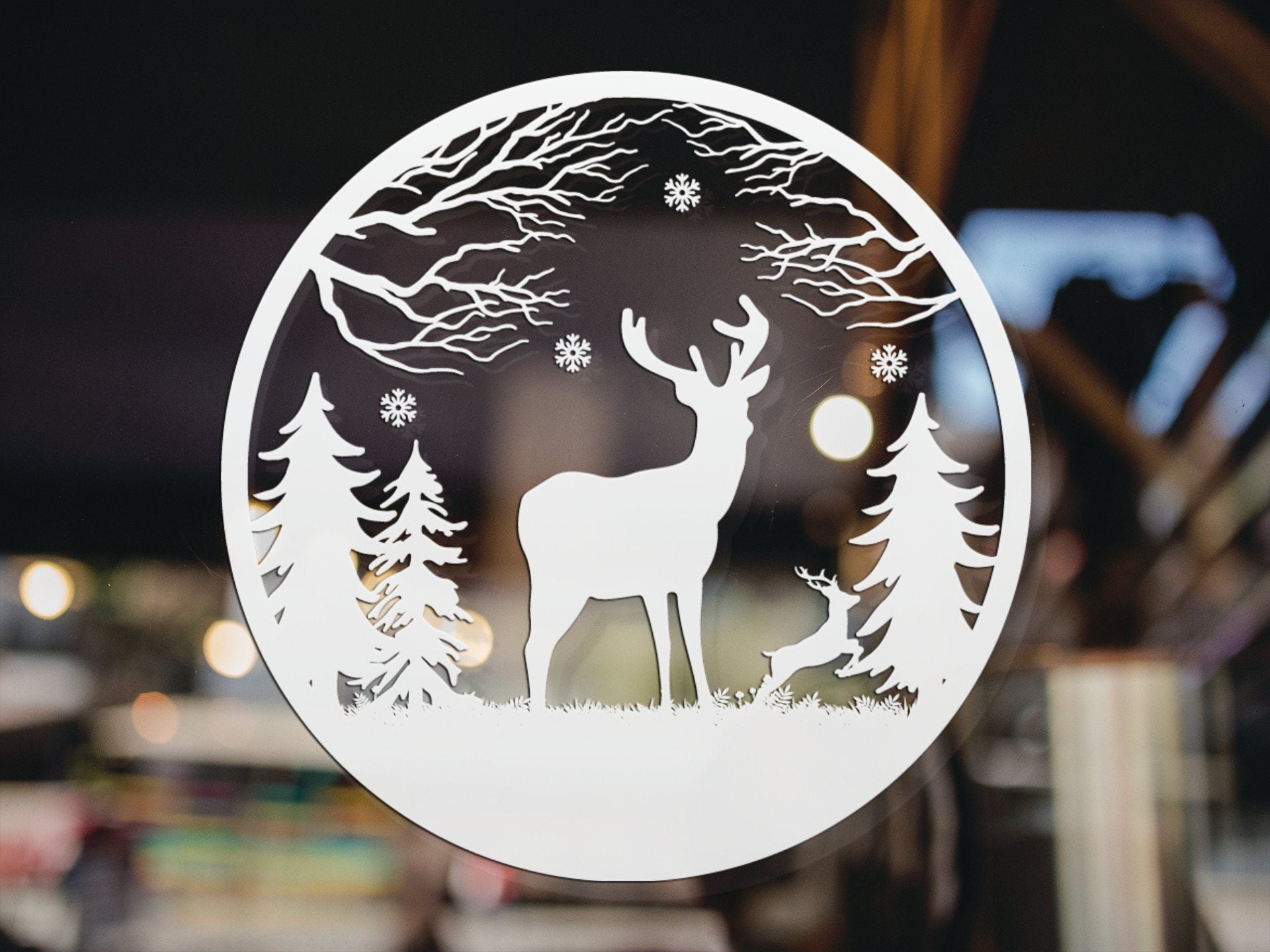 Christmas Window Sticker Reindeer Trees & Snowflakes Xmas Window Decoration Removable