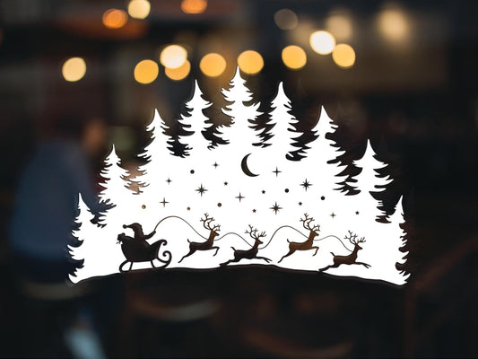 christmas santa sleigh window stickers trees
