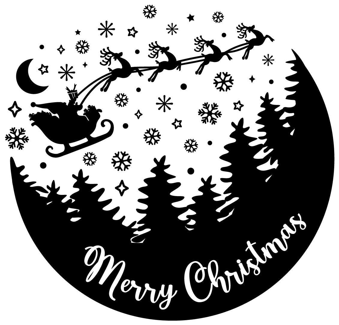 Merry Christmas Santa Sleigh Snowflakes Trees Window Sticker Xmas Window Decal Decoration Removable