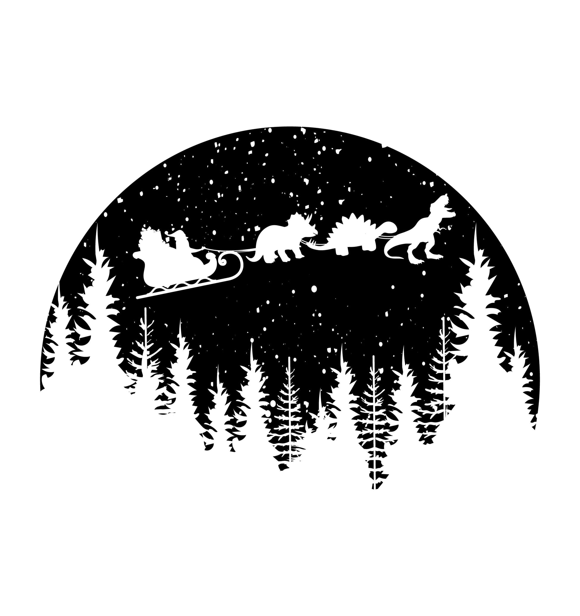 Kids Dinosaur Christmas Window Stickers Funny Dinosaur Sleigh Snow Scene With Trees