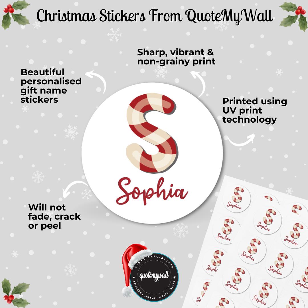 Dinosaur Christmas Personalised Name Present Stickers Labels Gift Tag