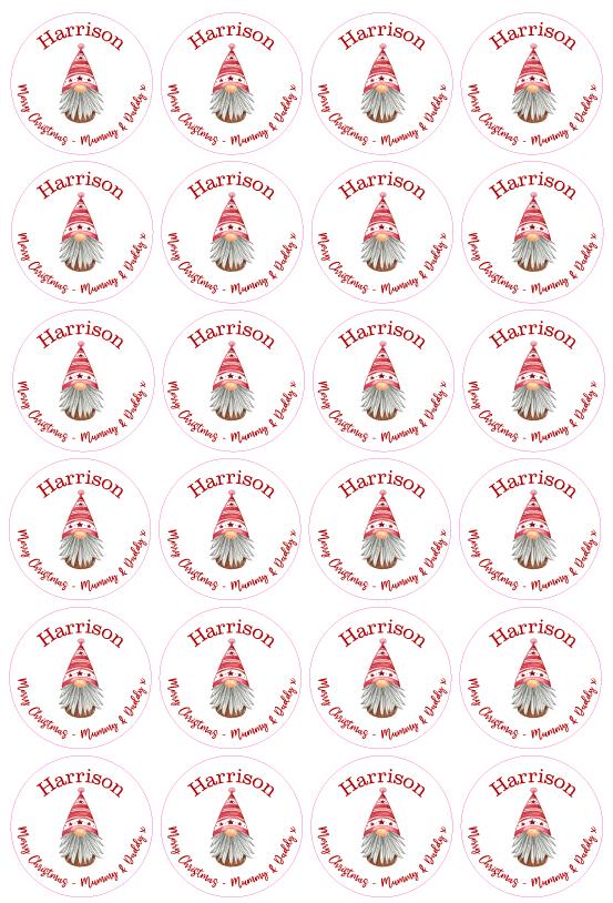 Personalised Name Christmas Present Sticker For Gifts Custom Label Xmas Gnome Name Tag