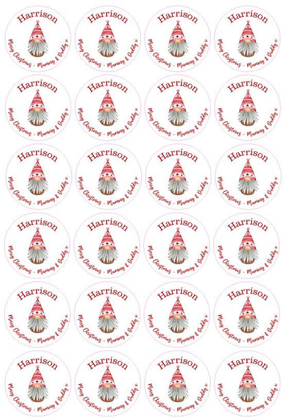 Personalised Name Christmas Present Sticker For Gifts Custom Label Xmas Gnome Name Tag