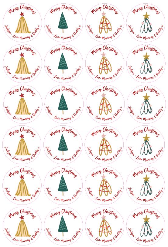 Personalised Name Christmas Tree Present Stickers For Gifts Multi Pack