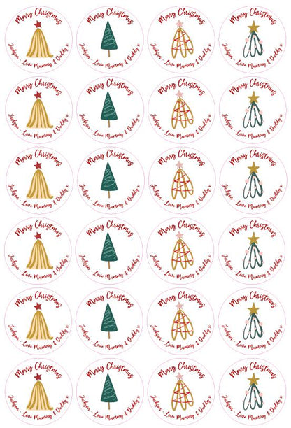 Personalised Name Christmas Tree Present Stickers For Gifts Multi Pack