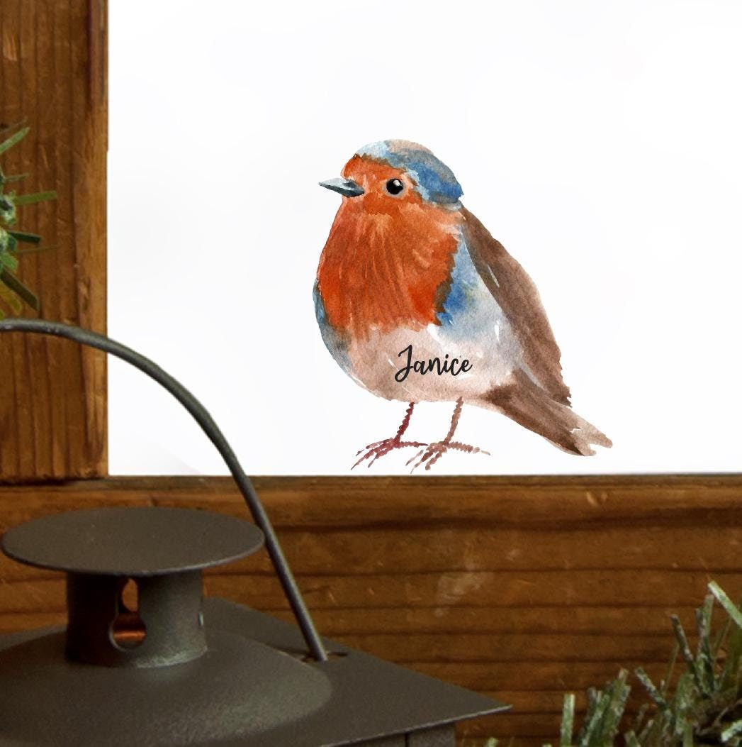 personalised name robin Christmas window sticker