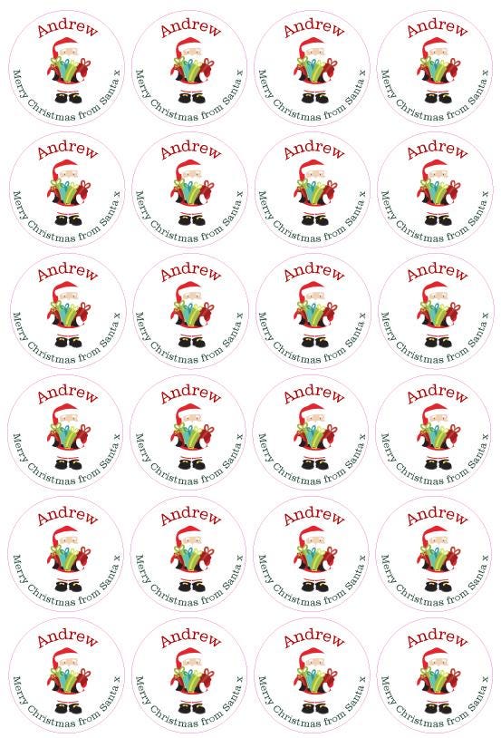 Festive Santa Personalised Name Present Stickers Festive Labels Gift Tag