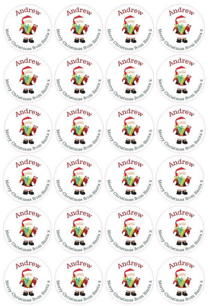 Festive Santa Personalised Name Present Stickers Festive Labels Gift Tag