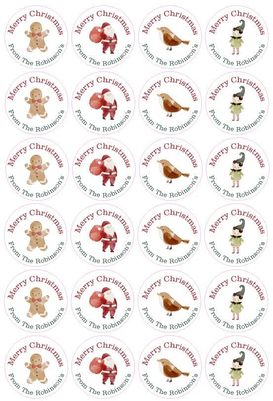 Festive Christmas Personalised Name Present Stickers Labels Gift Tag Multi Pack