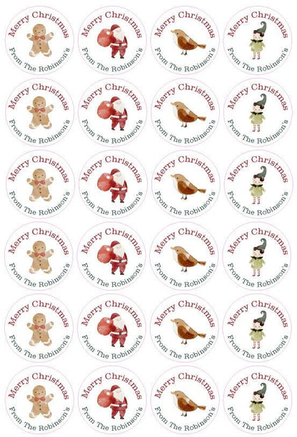 Festive Christmas Personalised Name Present Stickers Labels Gift Tag Multi Pack