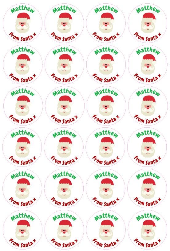 Santa Personalised Kids Name Father Christmas Present Stickers Gift Tag