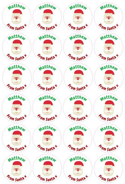Santa Personalised Kids Name Father Christmas Present Stickers Gift Tag
