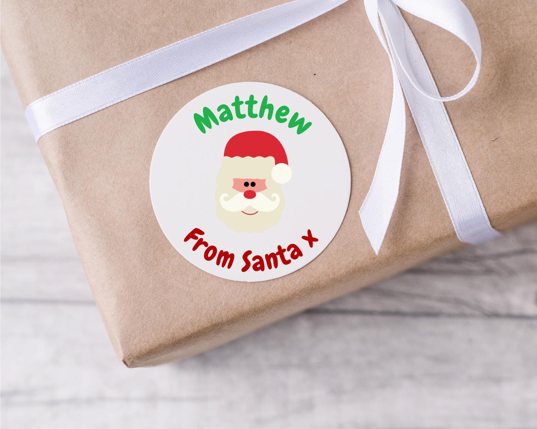 Santa Personalised Kids Name Father Christmas Present Stickers Gift Tag