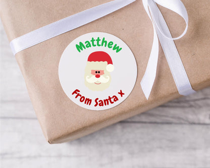 Santa Personalised Kids Name Father Christmas Present Stickers Gift Tag