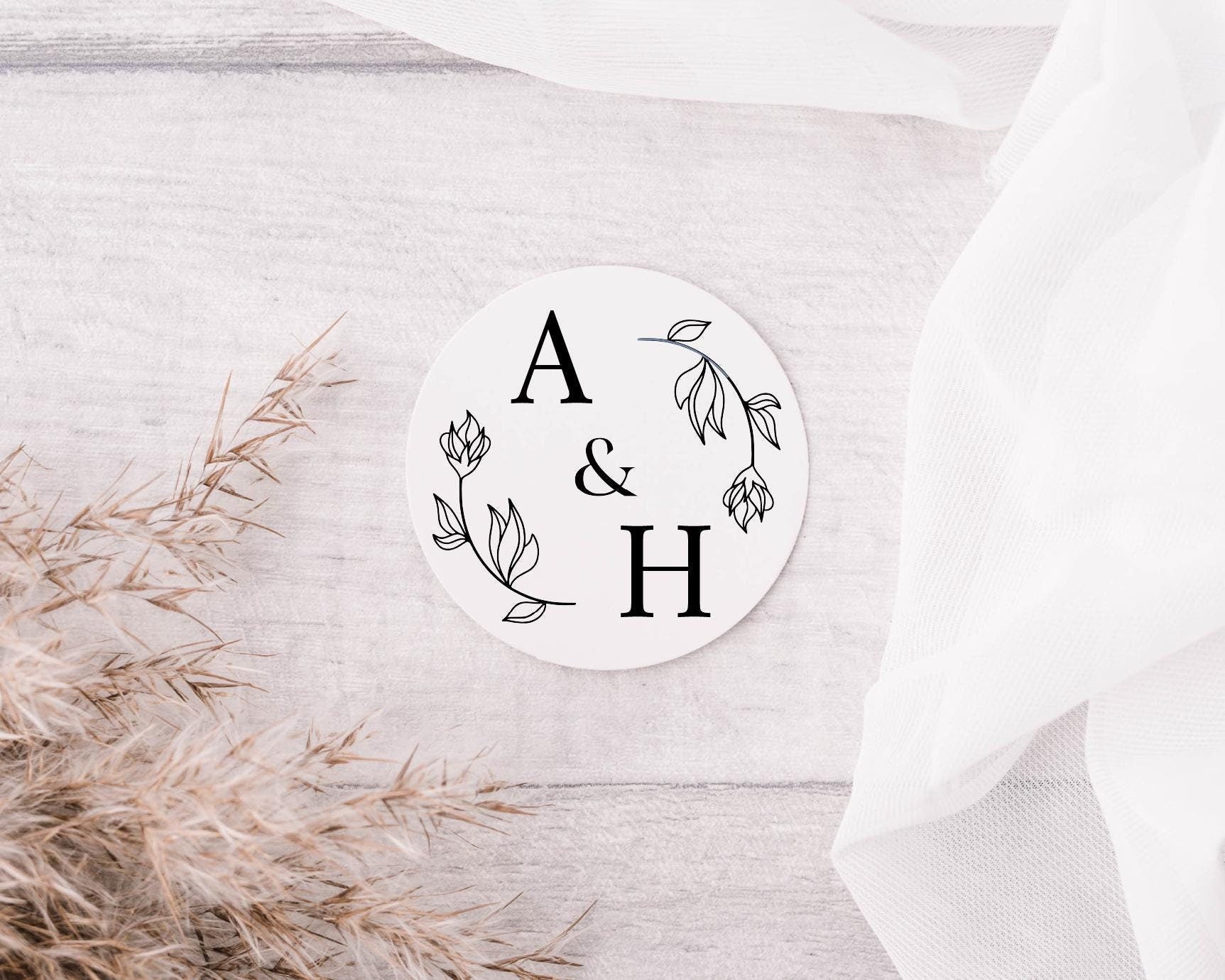 wedding stickers label personalised monogram initials