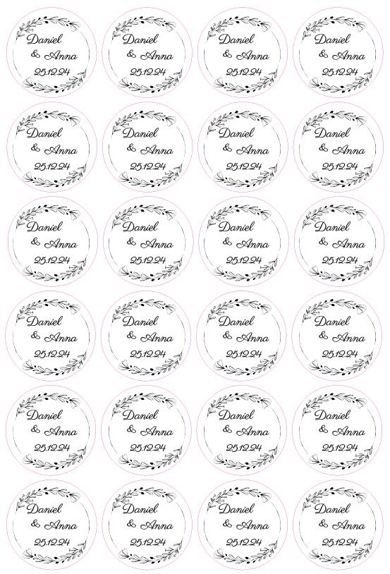 His & Her Wedding Favours Stickers - Personalised Labels For Wedding Day, Round Cut Circle Labels With Names And Special Date