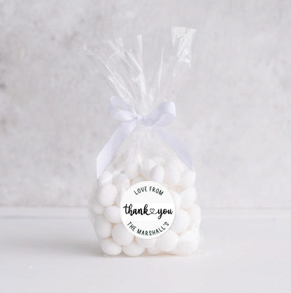 customised personalised wedding thank you name label sticker